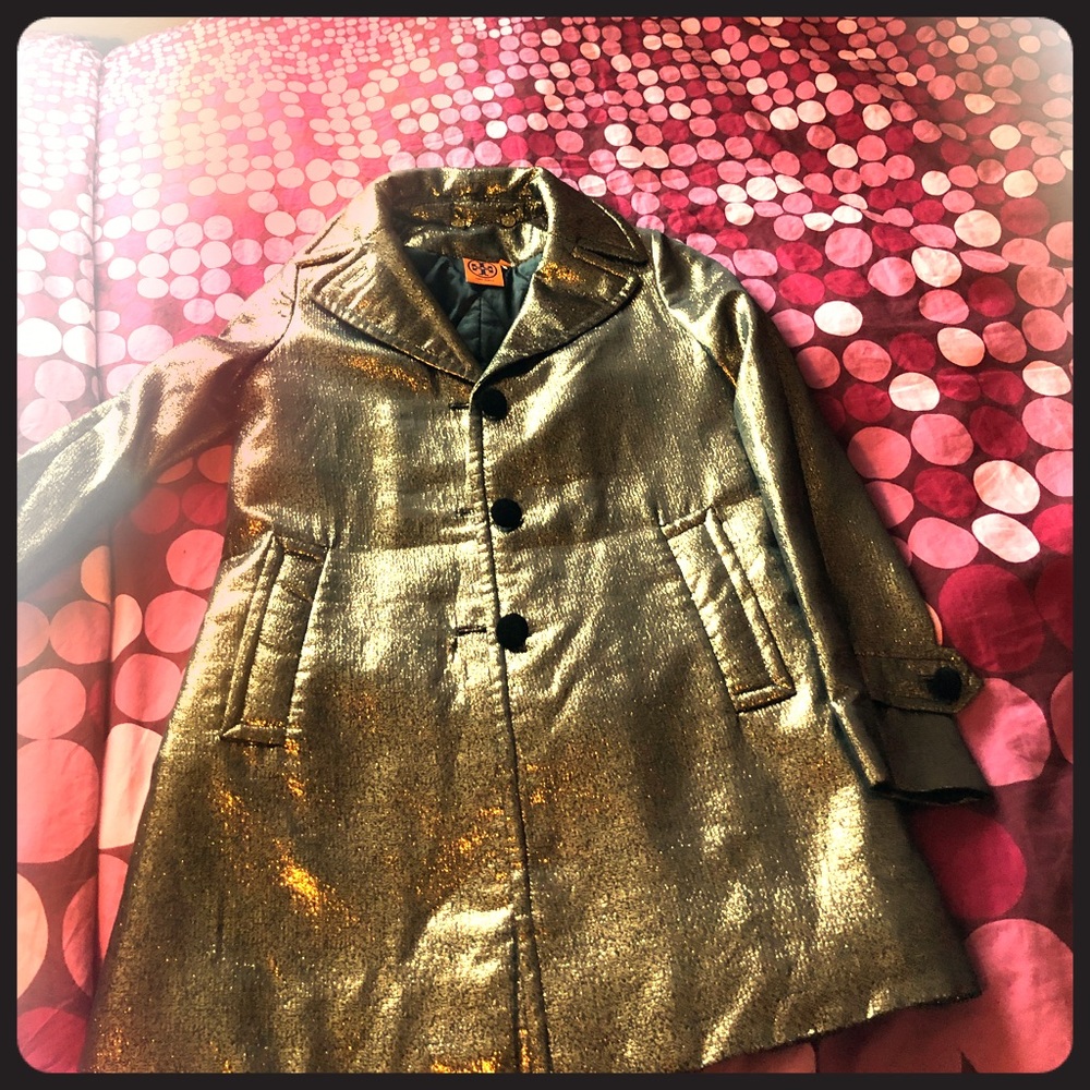 Authentic Tory burch shiny gold coat